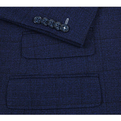 Rainwater's Peak Lapel Slim Fit Suit In Dark Blue Windowpane