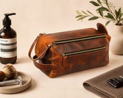 Handmade Vintage Leather Toiletry Bag – Dark Brown