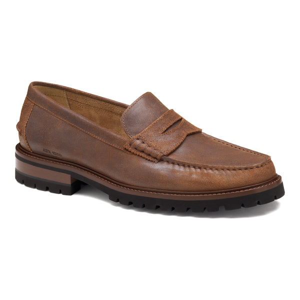 Collier Penny Loafer With Lug Sole In Brown Bomber Leather