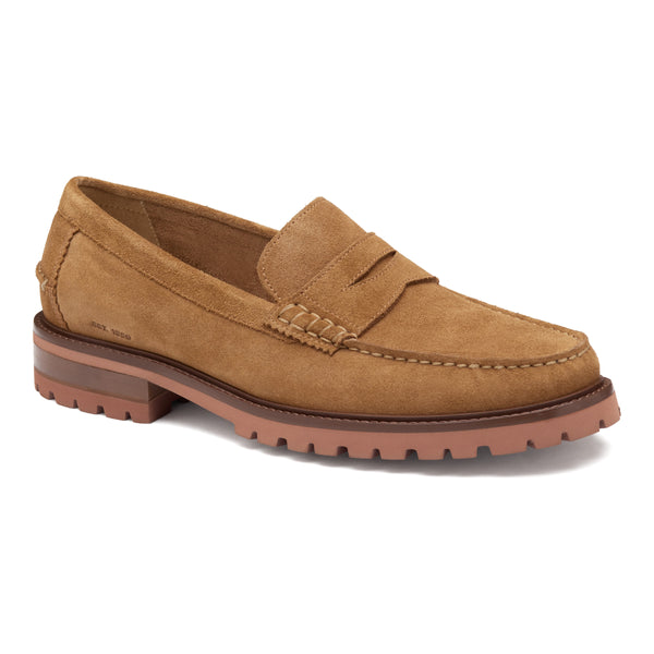 Collier Penny Loafer With Lug Sole In Tan Snuff Suede