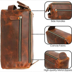 Handmade Vintage Leather Toiletry Bag – Dark Brown