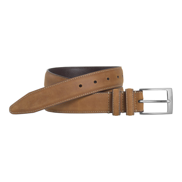 Distressed Casual Belt In Mid Brown