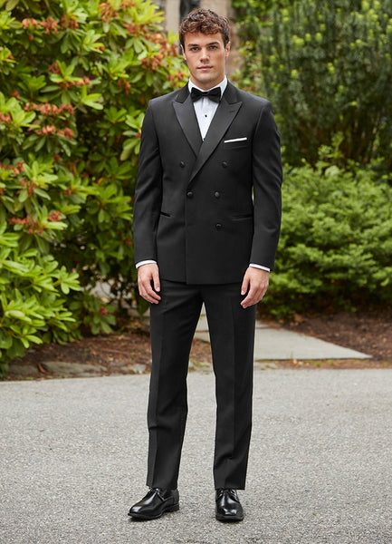 Double Breasted Peak Lapel Black Tuxedo Rental