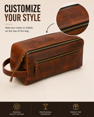 Handmade Vintage Leather Toiletry Bag – Dark Brown