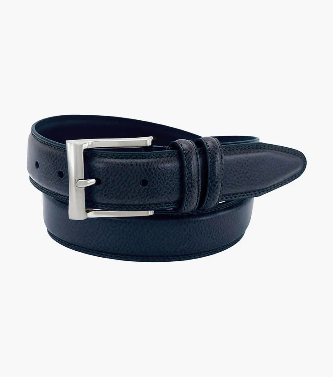 Florsheim Martin Pebble Grain Leather Belt in Navy