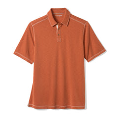 Vintage Slub Polo Shirt in Rust