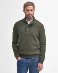 Barbour Essential Elbow Patch Jumper in Seaweed