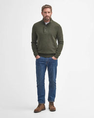 Barbour Essential Elbow Patch Jumper in Seaweed