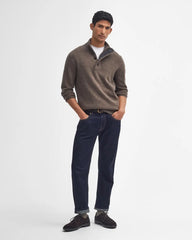 Barbour Essential Elbow Patch Jumper in Dark Stone