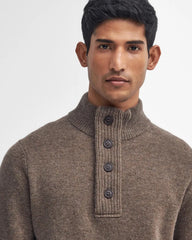 Barbour Essential Elbow Patch Jumper in Dark Stone