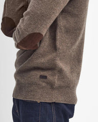 Barbour Essential Elbow Patch Jumper in Dark Stone
