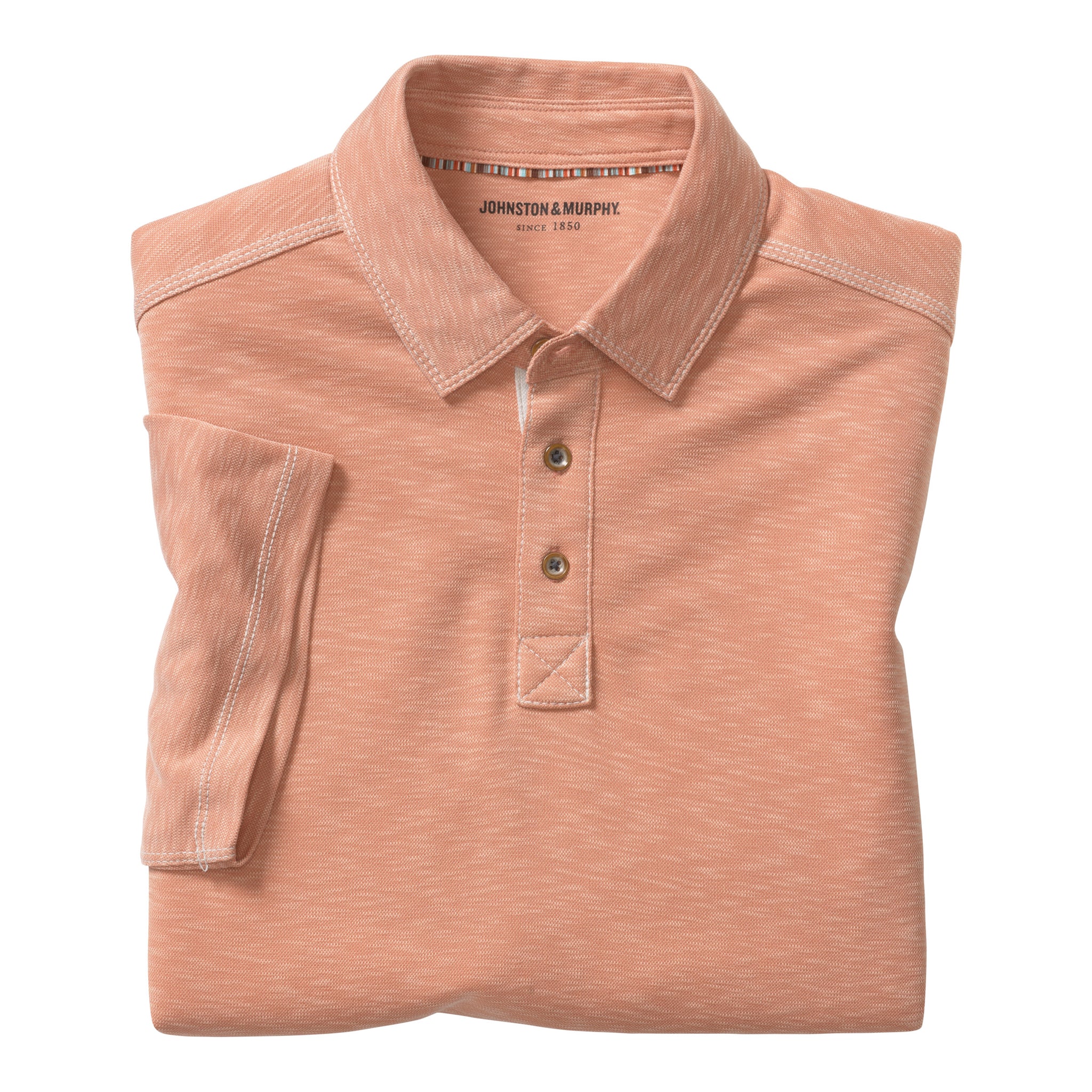 Vintage Slub Polo Shirt in Peach