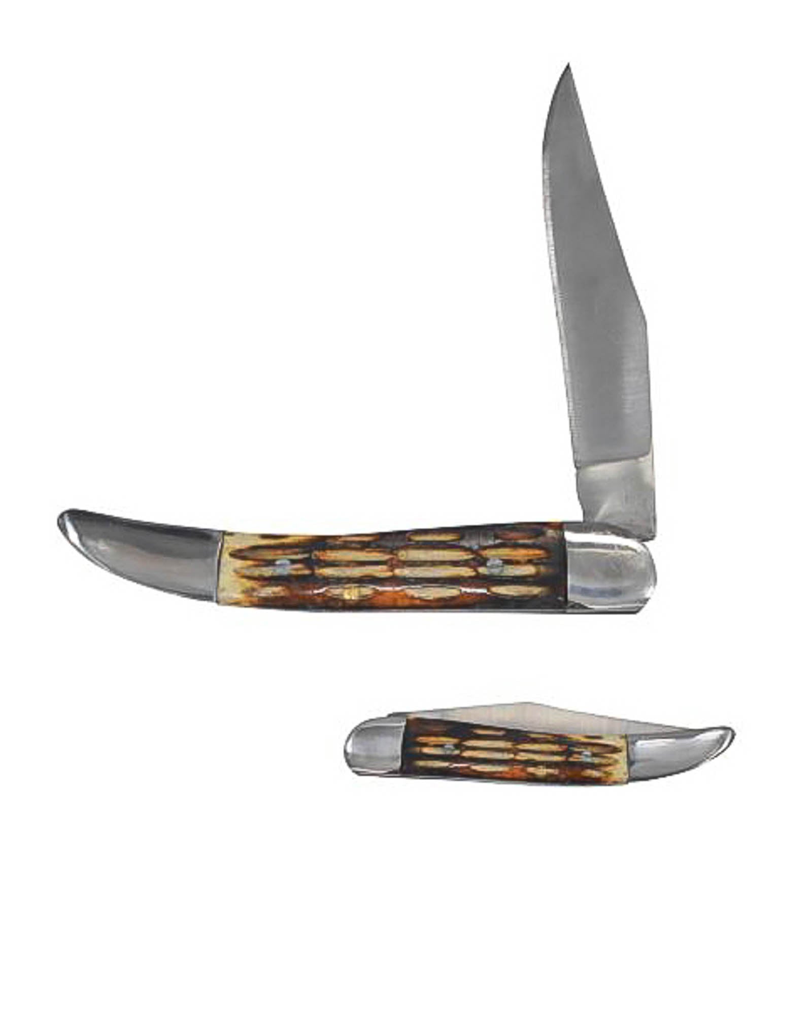 Small Pocket Knife 3.5" Inches Closed Burn Bone Handle By Wild Turkey Handmade