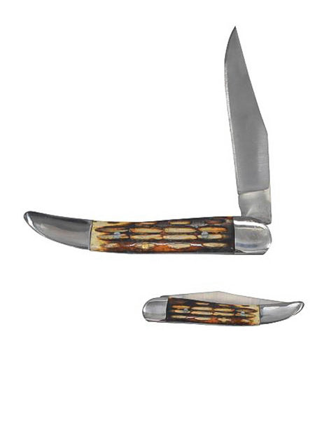 Small Pocket Knife 3.5" Inches Closed Burn Bone Handle By Wild Turkey Handmade