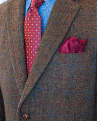 Harris Tweed Sport Coat in Russet Rust Color With Windowpane