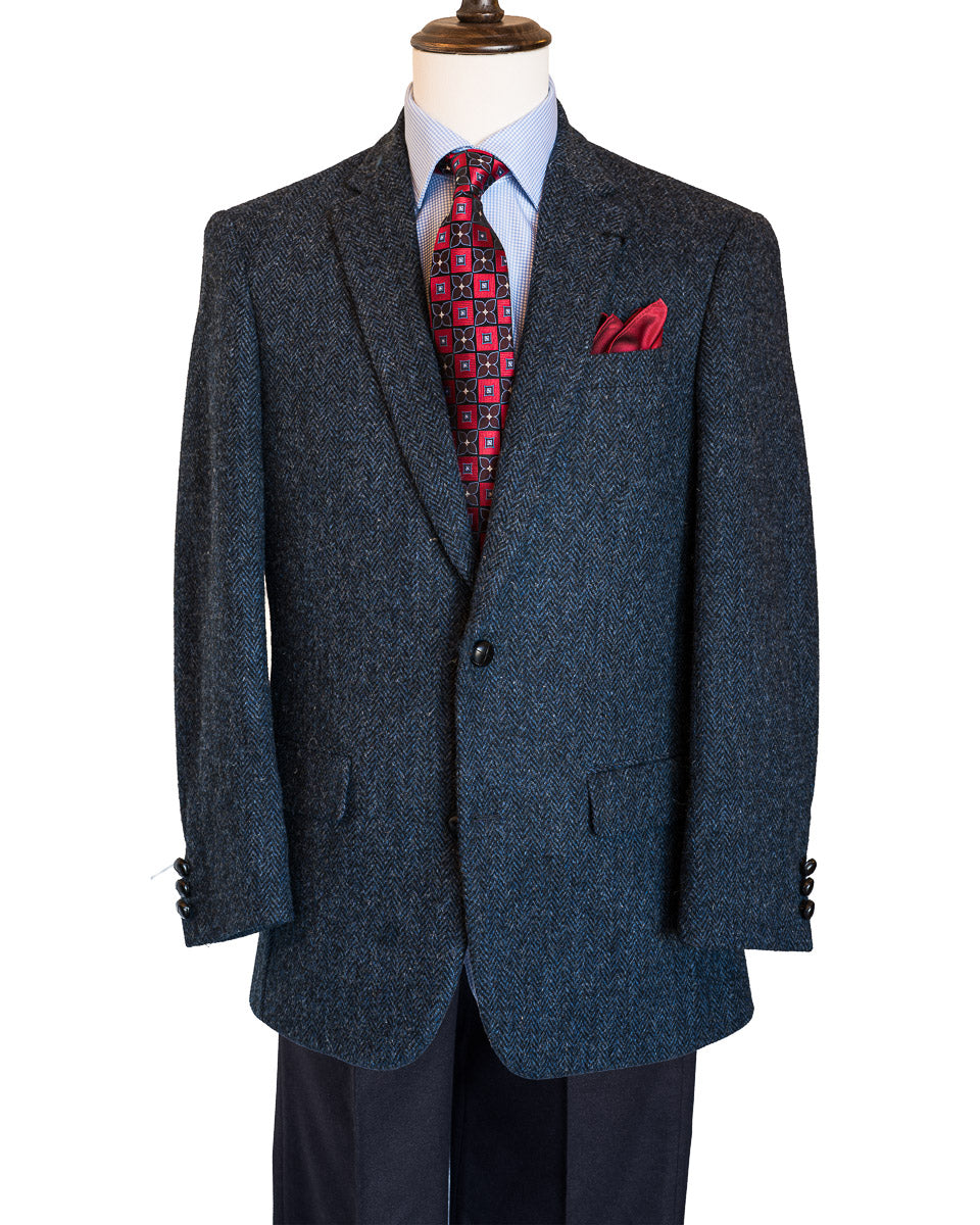 Harris Tweed Sport Coat in Char-Blue Herringbone