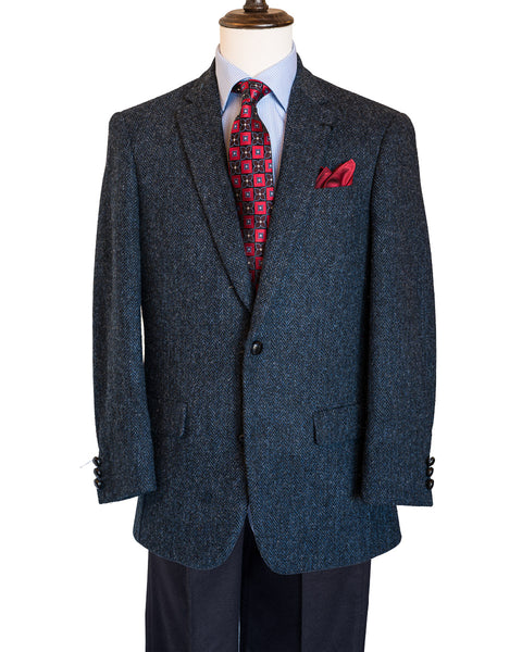 Harris Tweed Sport Coat in Char-Blue Herringbone