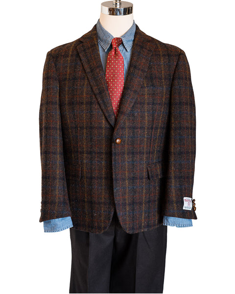 Harris Tweed Sport Coat in Brown Multi Plaid