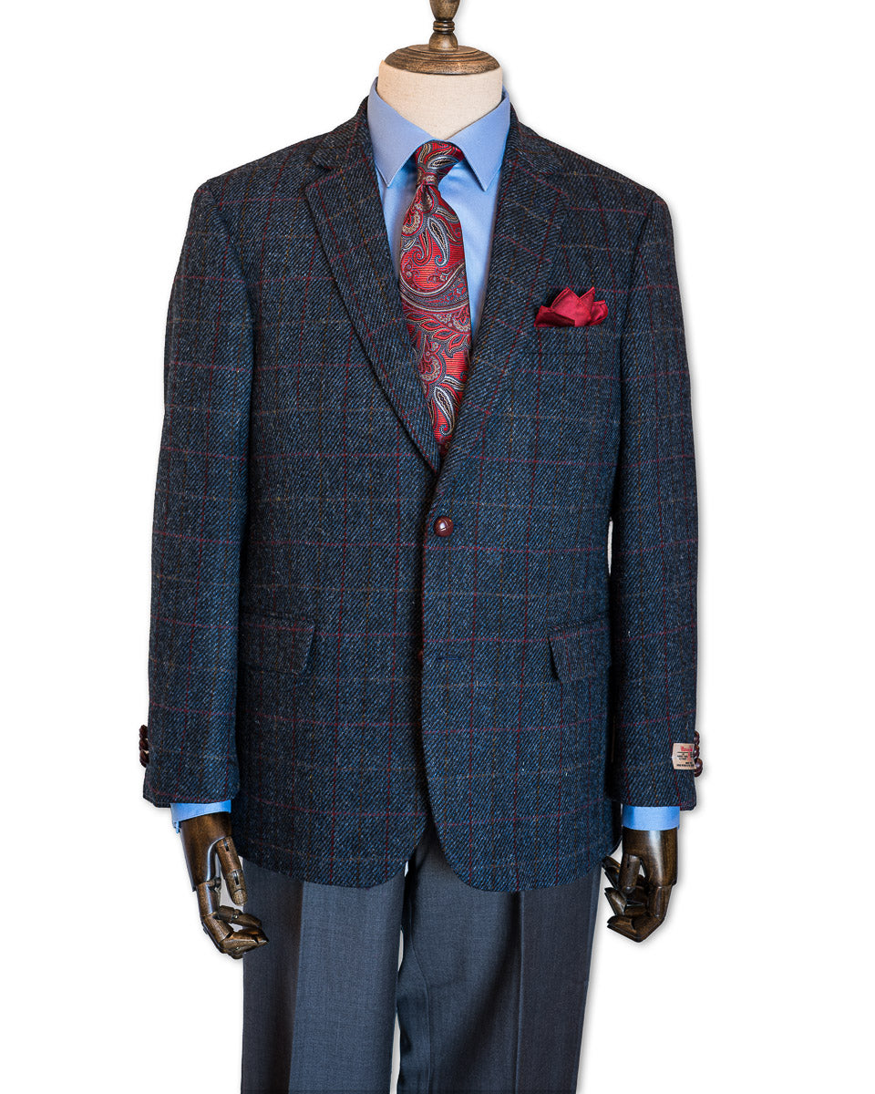 Harris Tweed Sport Coat in Blue Windowpane