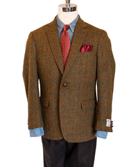 Harris Tweed Sport Coat in Russet Rust Color With Windowpane