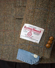 Harris Tweed Sport Coat in Olive Window Pane With Herringbone