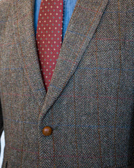 Harris Tweed Sport Coat in Olive Window Pane With Herringbone