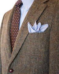 Harris Tweed Sport Coat in Olive Herringbone with over Plaid