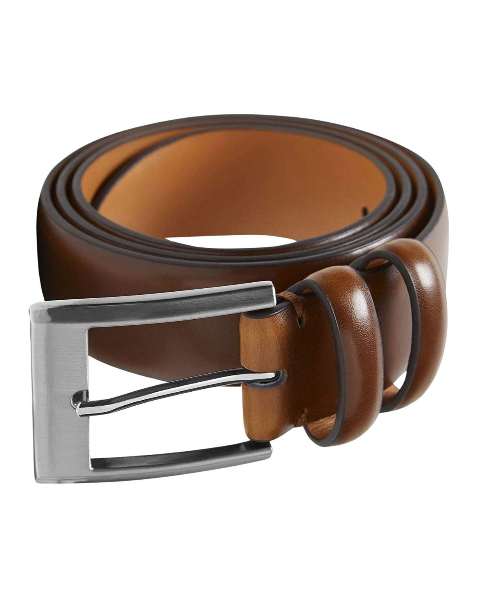 Rainwater's 1 1/4 Inch Smooth Edge Leather Dress Belt In Medium Brown
