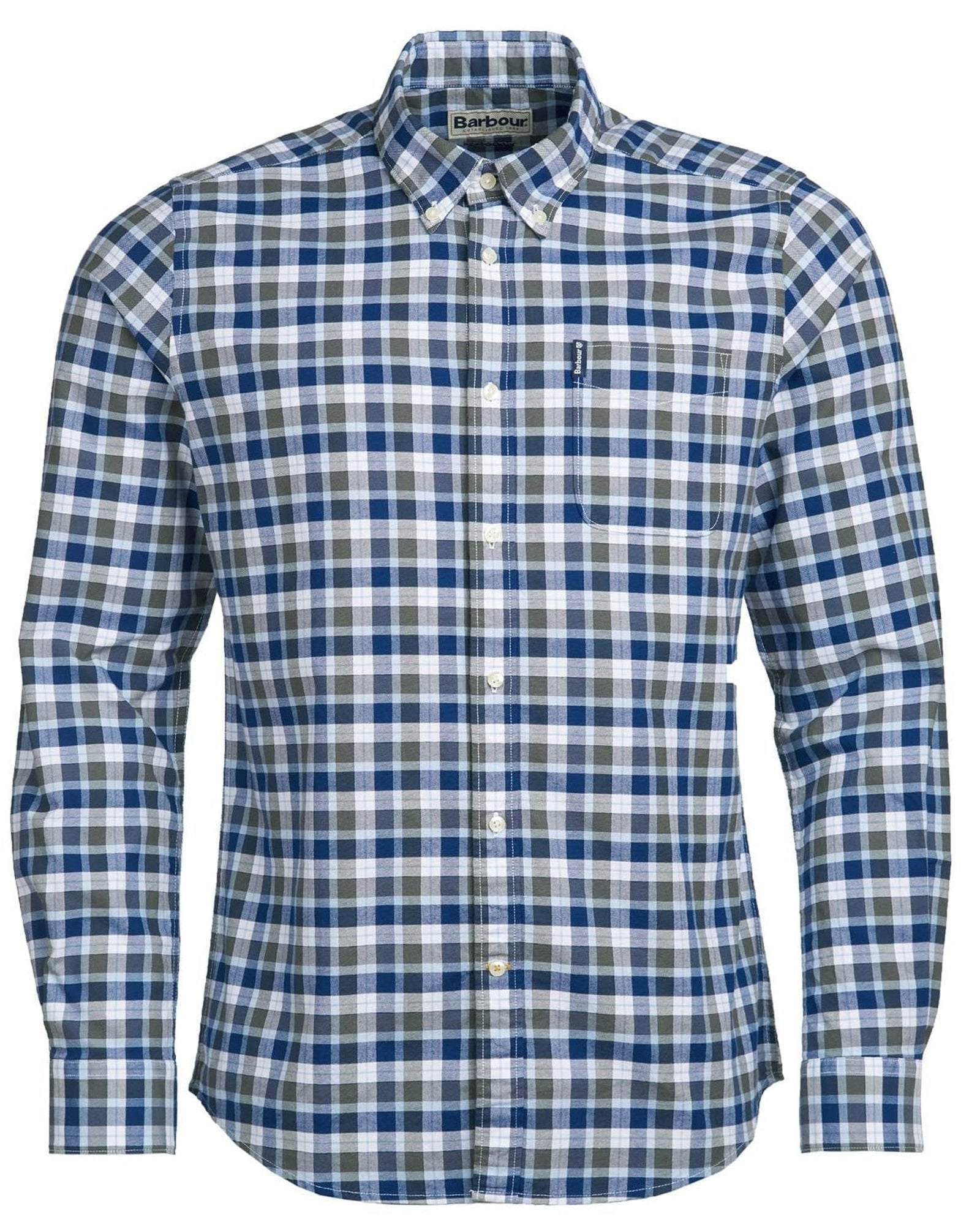 Barbour Country Check 15 Tailored Fit Oxford Cloth Button Down Shirt In Olive - Rainwater's Men's Clothing and Tuxedo Rental