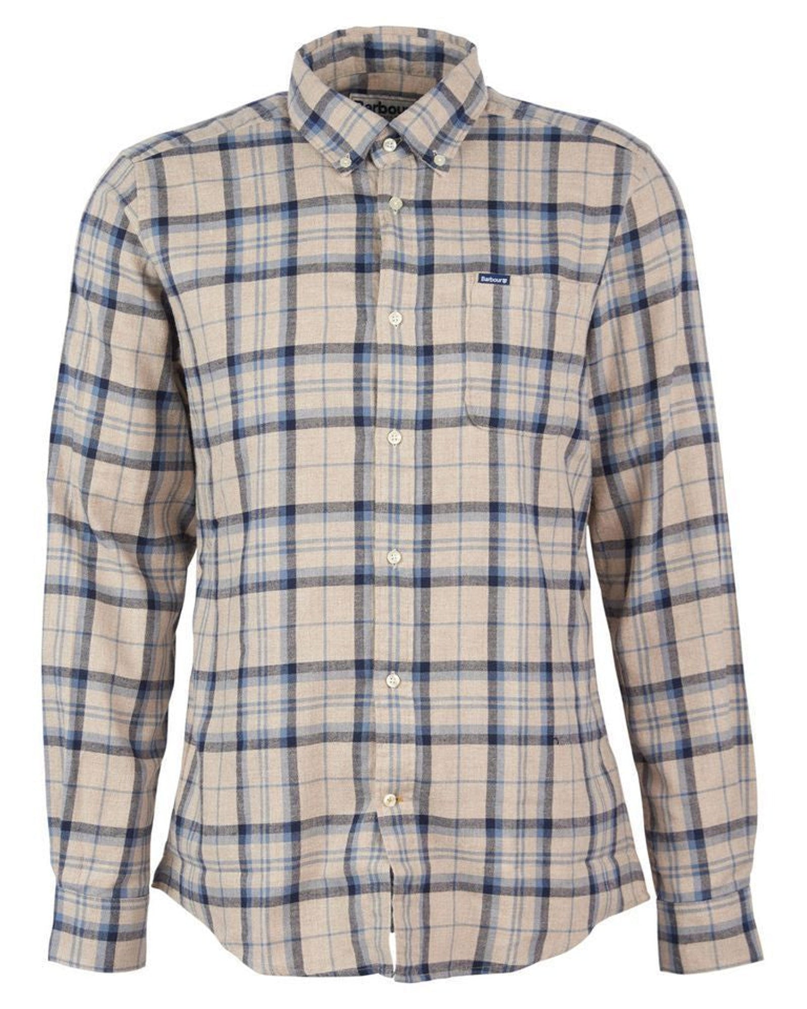 -Rainwater's -Barbour - Button Up Sport Shirts - Barbour Deer Park Tailored Button-down Collar Shirt in Blue & Beige Plaid -