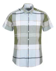 Barbour Douglas Short Sleeve Button Down Collar Tailored Fit Shirt In Washed Olive