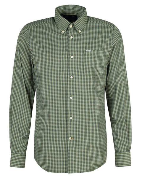 -Rainwater's -Barbour - Sport Shirt - Barbour Grove Long-Sleeved Tailored Button-down Performance Shirt in Olive -
