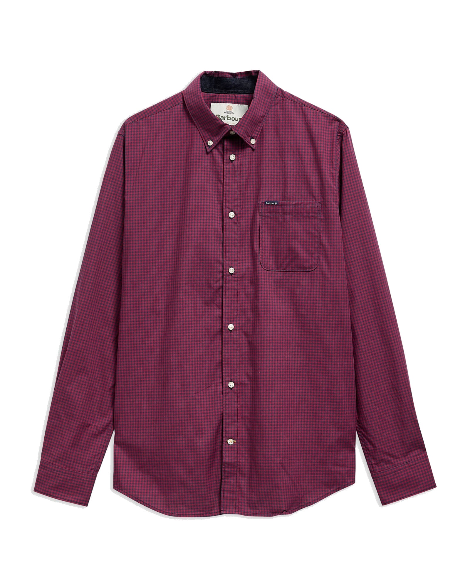 Barbour Harbourwall Gingham Check Tailored Fit Long-Sleeved Shirt In Red