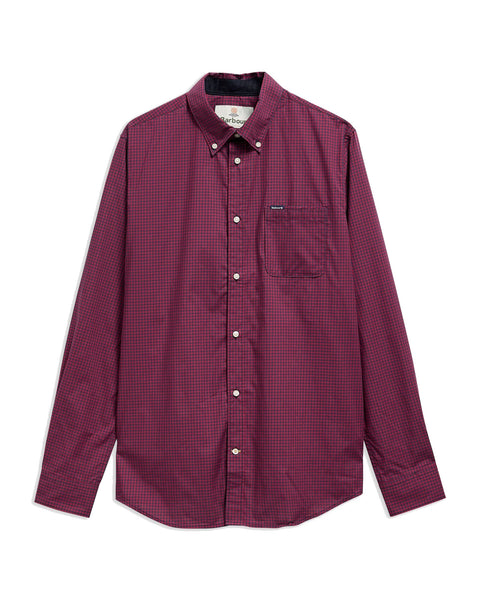 Barbour Harbourwall Gingham Check Tailored Fit Long-Sleeved Shirt In Red