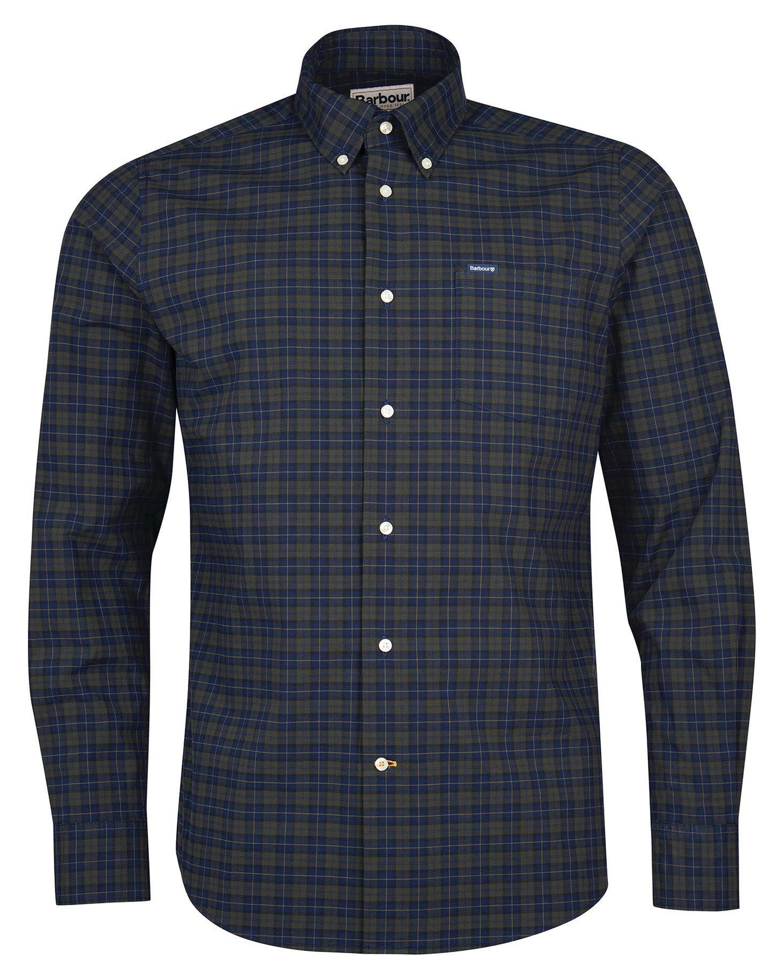 Barbour Lomond Tailored Buttondown Collar Shirt in Olive Night