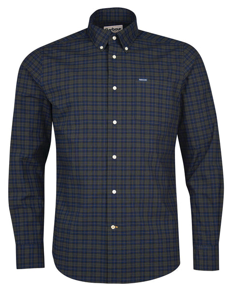 Barbour Lomond Tailored Buttondown Collar Shirt in Olive Night
