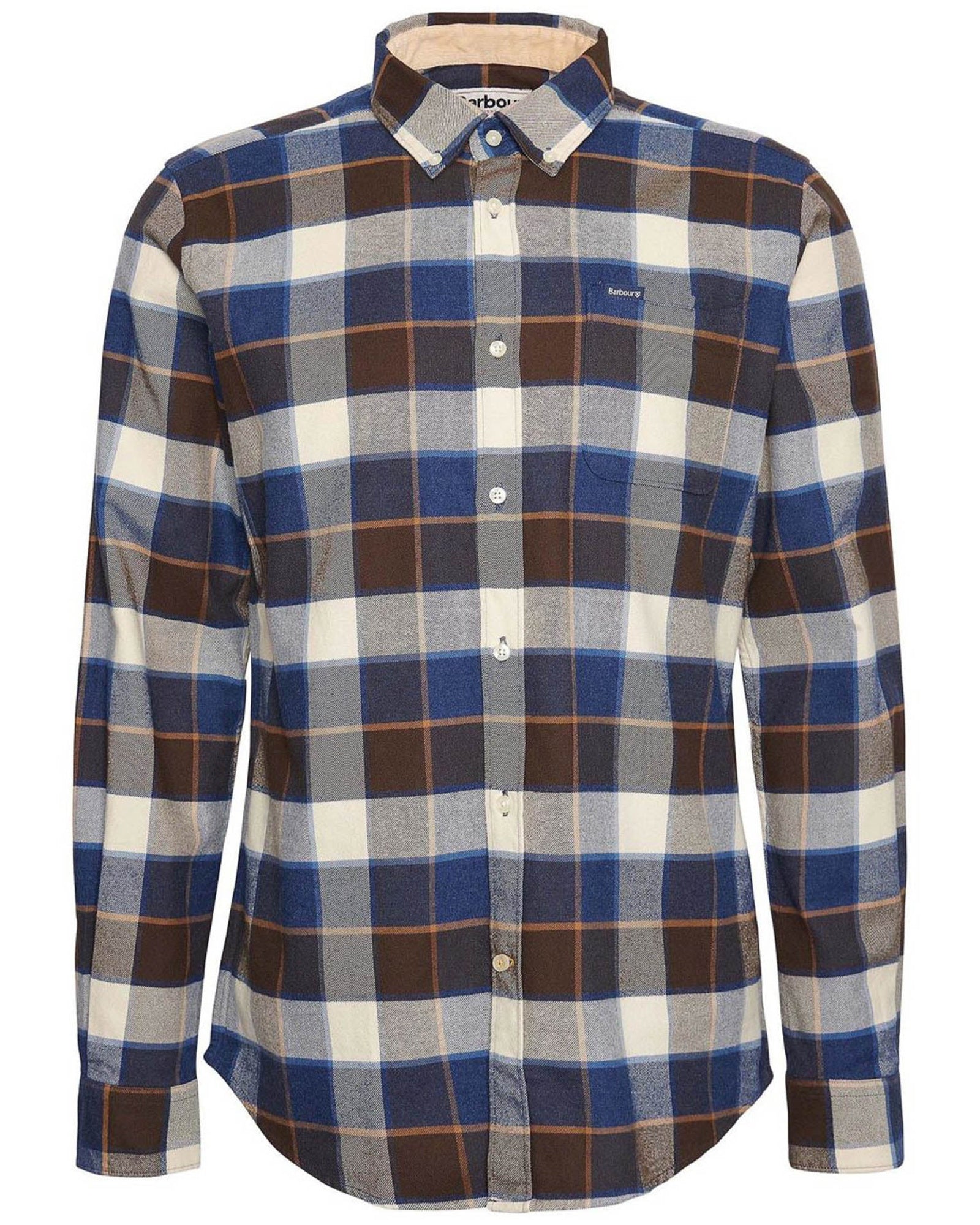 Barbour Valley Tailored Button-down Collar Shirt in Blue & Brown Plaid