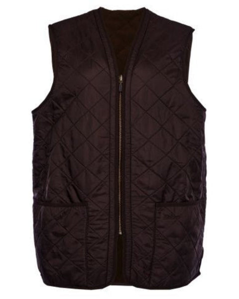 Barbour Waistcoat Zip In Liner Vest Gilet In Dark Brown