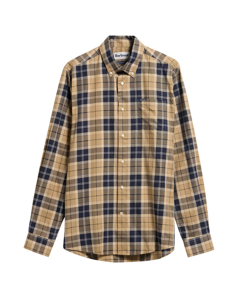 Barbour Wetheram Birchwood Dress Tartan Plaid Button Down Collar Shirt in Tailored Fit