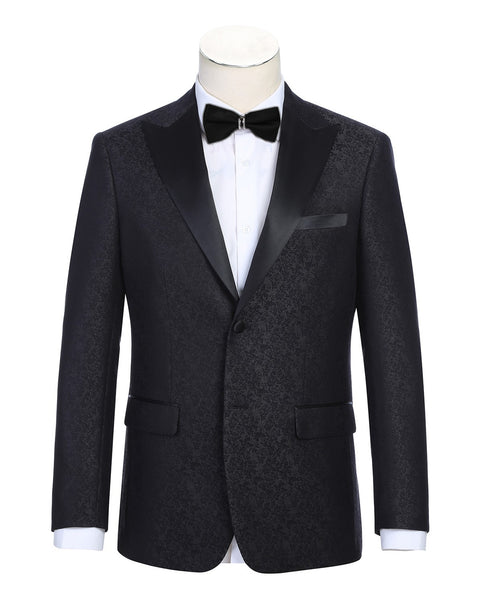 Black Floral Peak lapel Dinner Jacket Tuxedo Rental