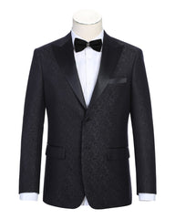 Black Floral Peak lapel Dinner Jacket Tuxedo Rental
