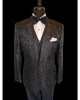 '-Rainwater's -Rainwater's - Tuxedo Rental - Black Paisley Tonal Dinner Jacket Tuxedo Rental -