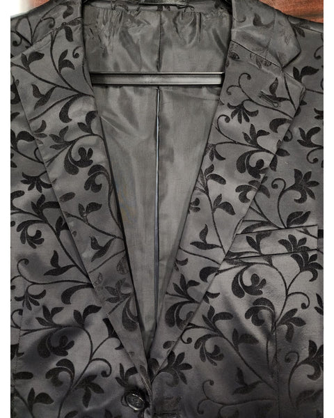 '-Rainwater's -Rainwater's - Tuxedo Rental - Black Tonal Floral Dinner Jacket Tuxedo Rental -
