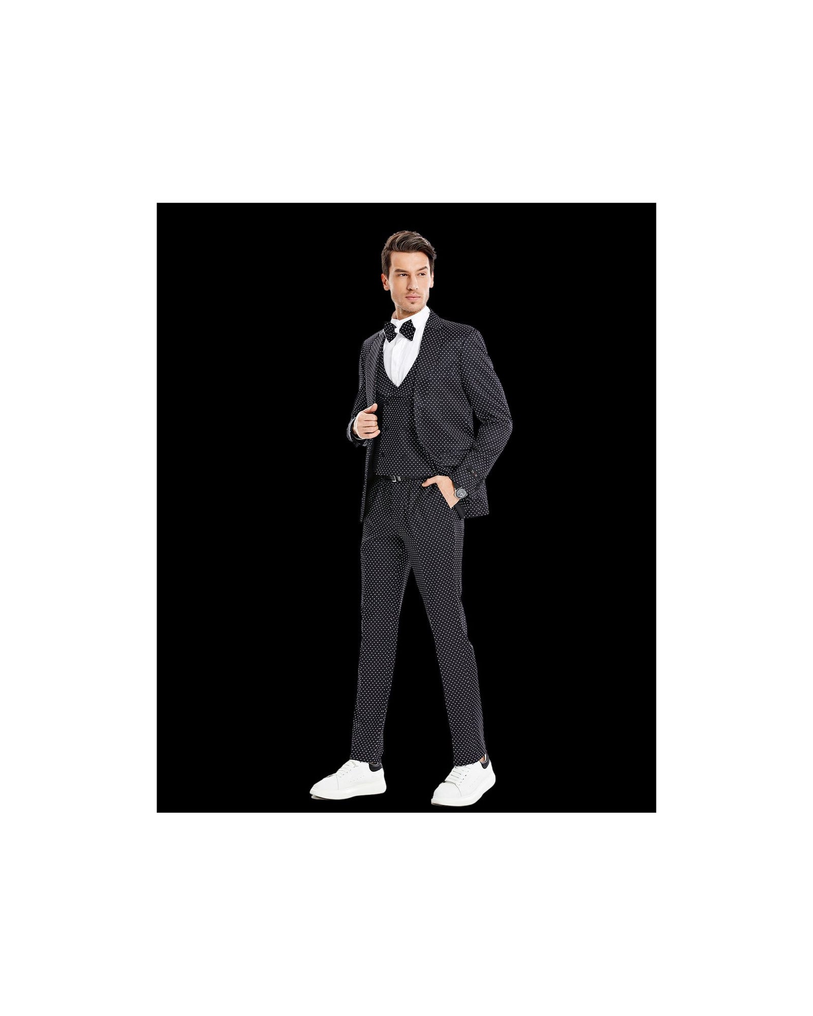 '-Rainwater's -Rainwater's - Tuxedo Rental - Black With White Dot Tuxedo Rental -