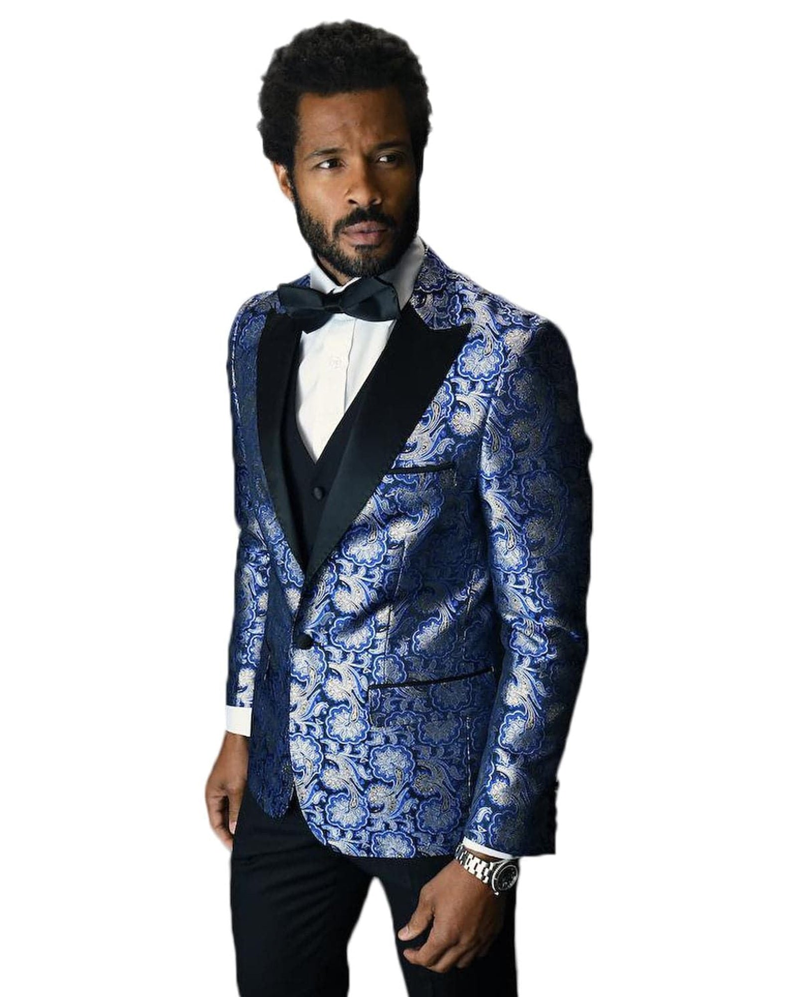 Blue Paisley Dinner Jacket Tuxedo Rental - Rainwater's Men's Clothing and Tuxedo Rental