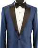 Blue Chevron Texture With Black Peak Lapel Dinner Jacket Tuxedo Rental - Rainwater's Men's Clothing and Tuxedo Rental