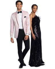 '-Rainwater's -Rainwater's - Tuxedo Rental - Blush Aria Paisley Shawl lapel Dinner Jacket Tuxedo Rental -