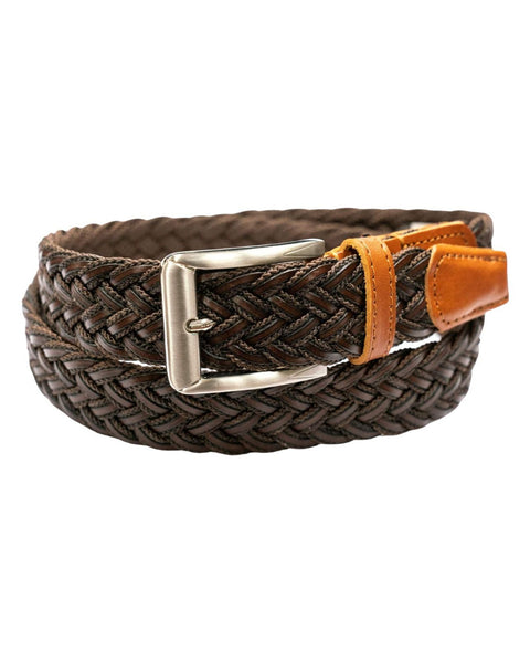 Brown Braided Leather Belt - Rainwater's Men's Clothing and Tuxedo Rental