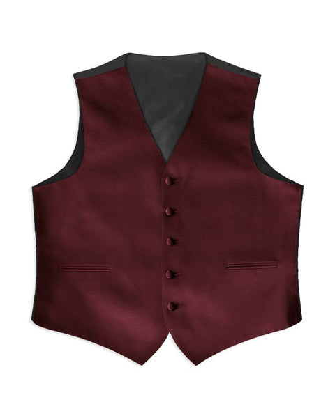 Burgundy Satin Rental Vest - Rainwater's Men's Clothing and Tuxedo Rental