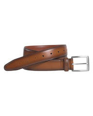 -Rainwater's -USA Name Brand - Belts - Burnished Edge Perforated Belt In Cognac -